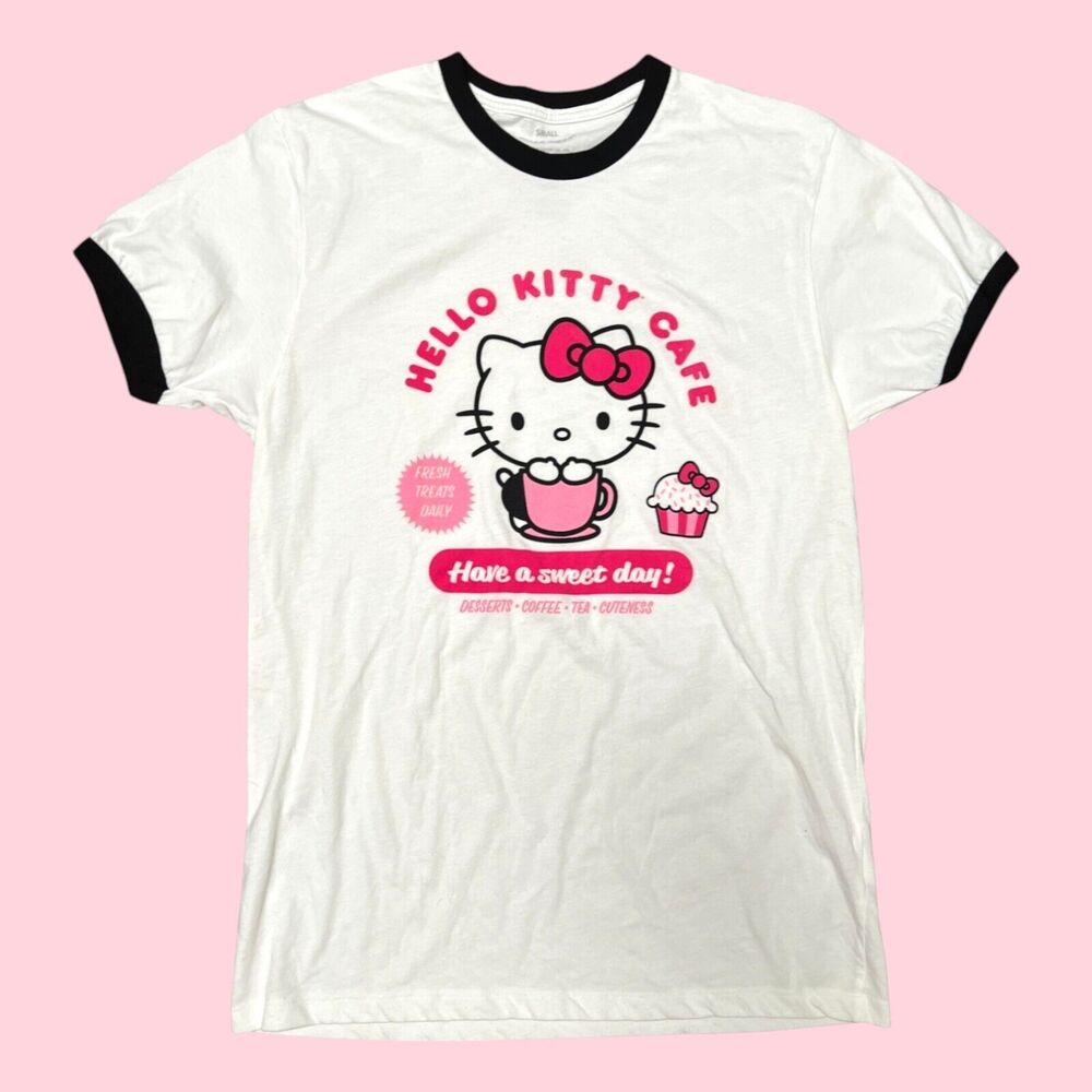 Sanrio Hello Kitty Cafe Las Vegas/Irvine Ringer Tee T-Shirt Small RARE HTF